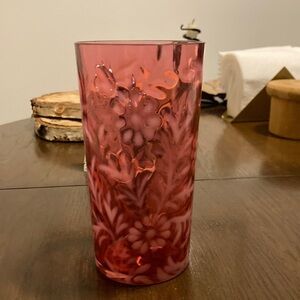 Daisy and Fern pattern tumbler pink&white
